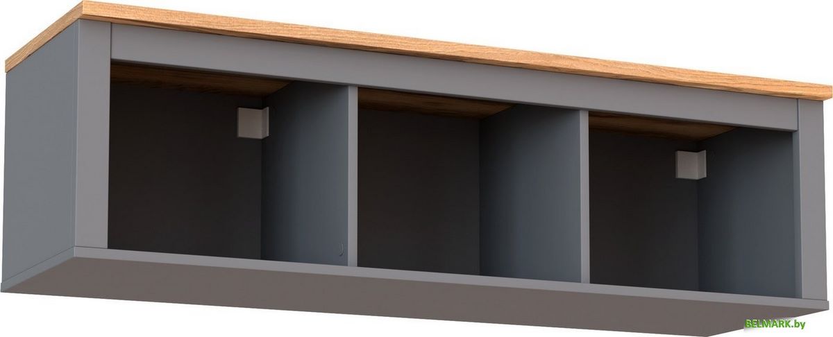 Полка Mio Tesoro Сага навесная 3 секции (серый/ясень) - фото