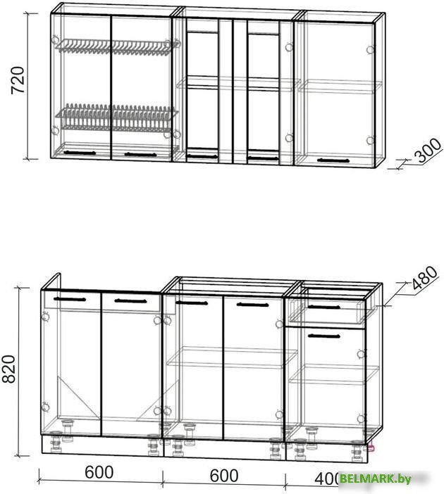 Готовая кухня Интерлиния Мила 16-60 без столешницы (дуб молочный/дуб венге) - фото2
