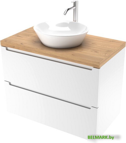 ЗОВ Тумба под умывальник Дион 100 D100LWP0M9003MKV5-HPL38T (туя/белый матовый) - фото