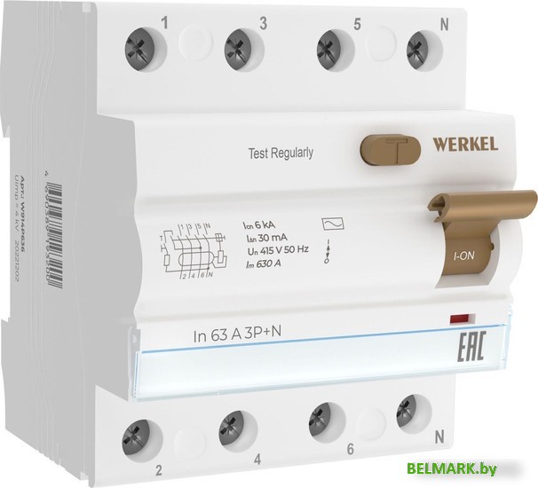 Устройство защитного отключения Werkel 3P+N 63 A 30m А АС 6 kА W914P636 - фото