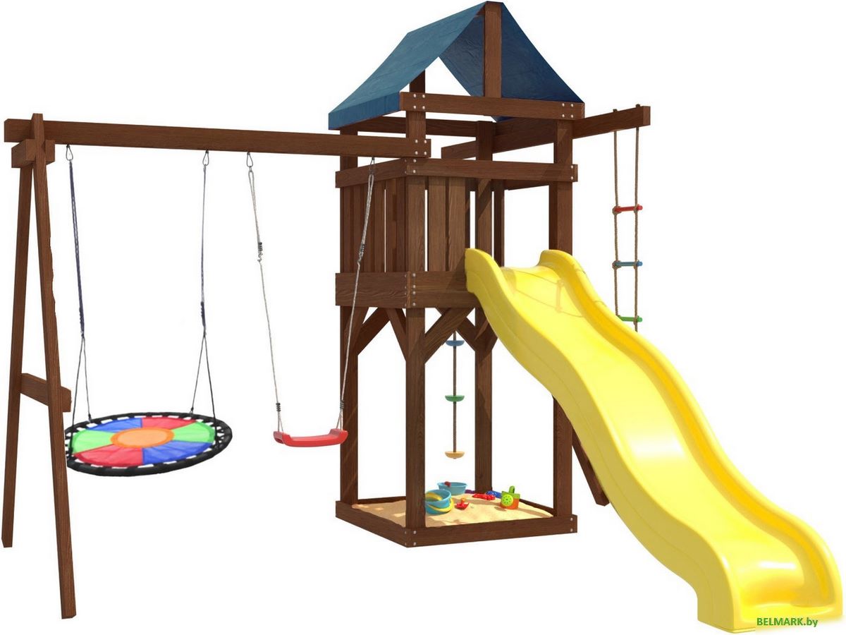 Игровой комплекс National Tree Company с качелями лодочка и гнездом Свиби IgroWoods ДП-8 Premium - фото