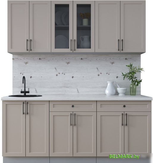 Готовая кухня Интерлиния Тренд 1.9А (луна/луна/бискайская сосна) - фото
