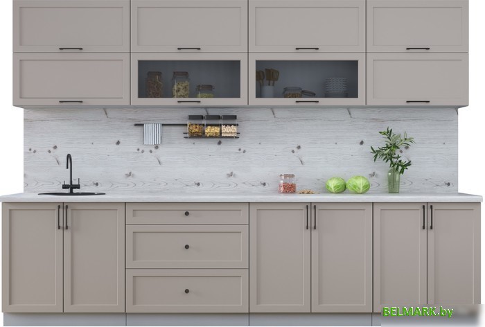 Готовая кухня Интерлиния Тренд 3.1Б (луна/луна/бискайская сосна) - фото