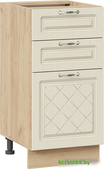 Шкаф напольный Трия Бьянка 1Н4Я3 (дуб крафт золотой/дуб ваниль) - фото