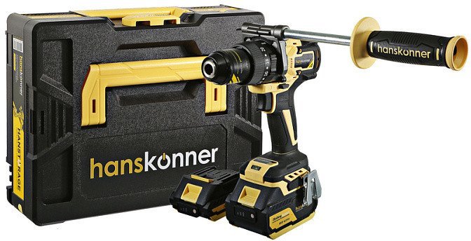 Ударная дрель-шуруповерт Hanskonner HCD18165BLI (с 2-мя АКБ, кейс) - фото