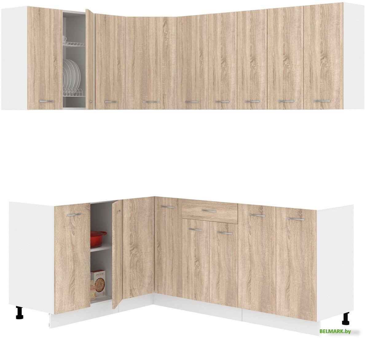 Готовая кухня Кортекс-мебель Корнелия Лира 1.5x2.0 без столешницы (дуб сонома) - фото