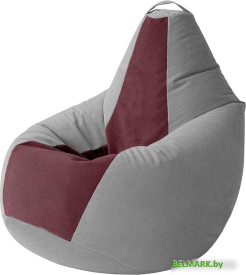 Кресло-мешок Kreslomeshki Груша Kombo XXXL GKV-145x100-SBO (сталь/бордовый) - фото