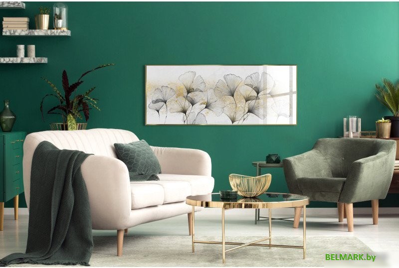 Картина на стекле Orlix Цветы в золоте GL-12909 50x125 см - фото2