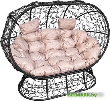 Садовый диван M-Group Лежебока 11190401 (на подставке с черным ротангом/бежевая подушка) - фото