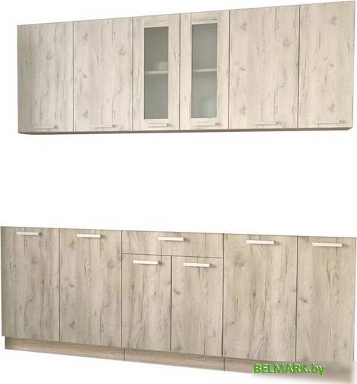 Готовая кухня Интерлиния Мила 21 без столешницы (дуб белый/дуб серый) - фото