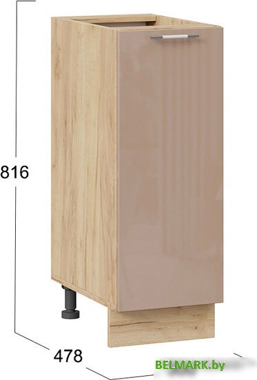 Шкаф напольный Трия Весна 1Н3 (дуб крафт золотой/кофе с молоком) - фото2