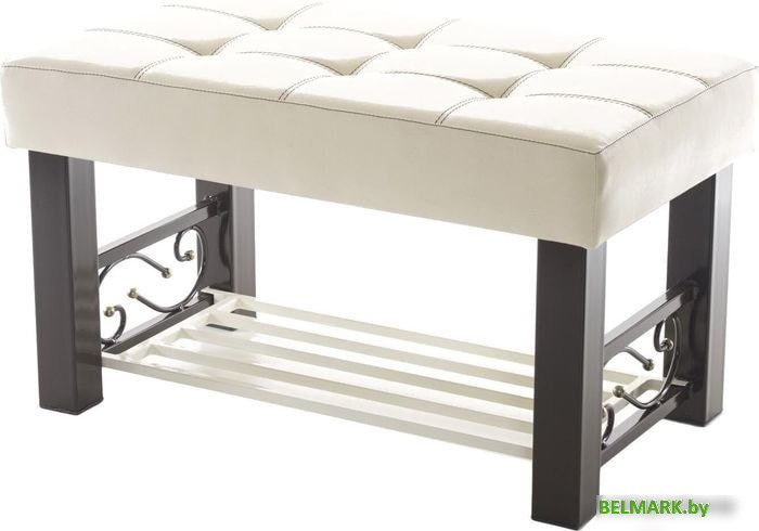 Банкетка AMC Lux 5 с полкой кожзам коричневый/бежевый/бежевый 5.1Б80233 - фото