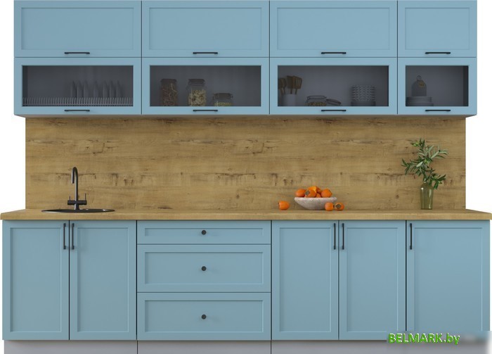 Готовая кухня Интерлиния Тренд 2.9Б (океан/океан/дуб бунратти) - фото