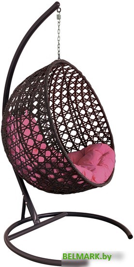 Подвесное кресло M-Group Круг Люкс 11060208 (коричневый ротанг/розовая подушка) - фото