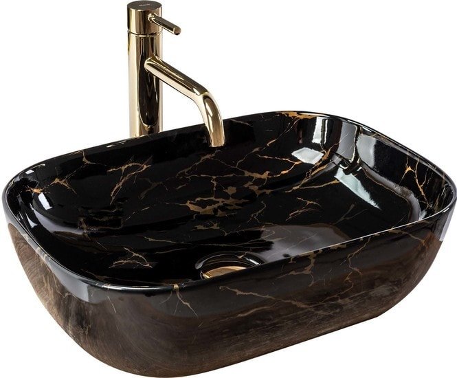 Умывальник Rea Belinda (черный мрамор глянцевый) - фото