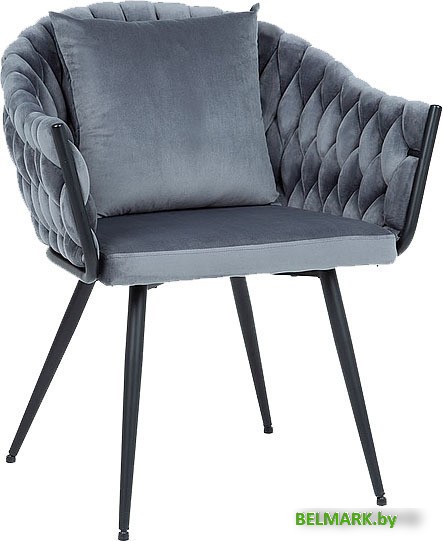 Стул с подлокотниками Signal Nuvo Velvet (bluvel 14 серый/черный матовый) - фото