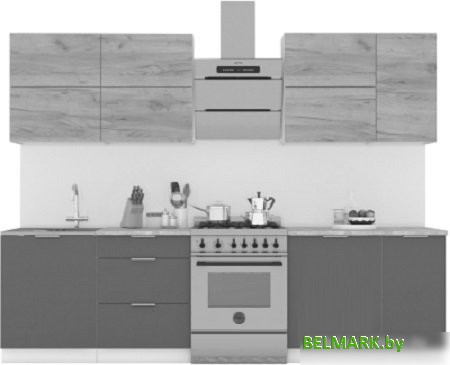 Готовая кухня Интермебель Микс Топ-37 2.2м (белый премиум-дуб крафт золотой-венато) - фото