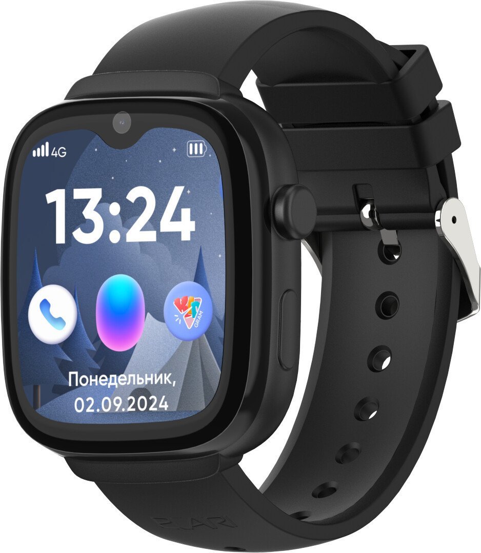 Детские умные часы Elari KidGram 4G (черный) - фото