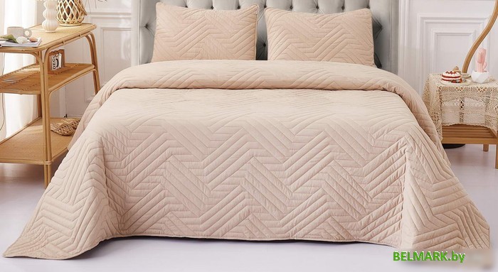 Набор текстиля для спальни Sofi De MarkO Мориц 160х220 Пок-МЦ-бж-160х220 (бежевый) - фото