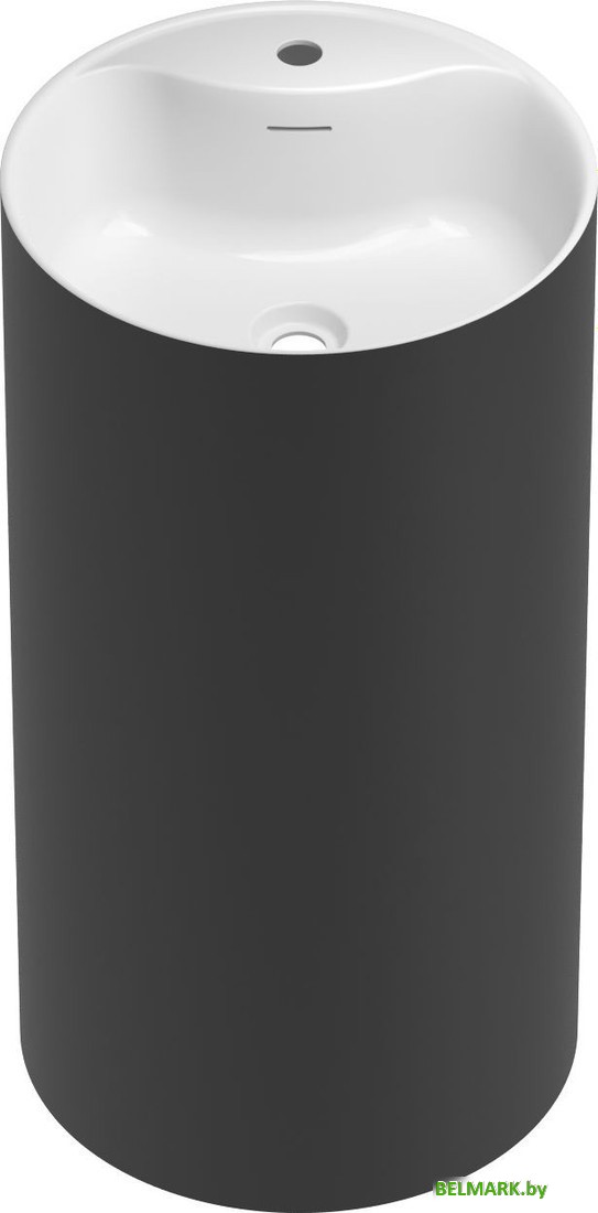 Умывальник Wellsee Chalice Perfection 230616000 (отдельностоящий, с отверстием под смеситель, матовый черный/глянцевый белый) - фото2