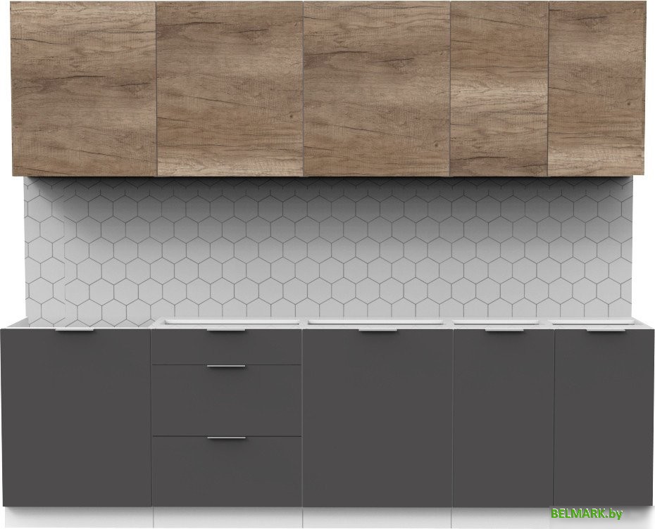 Готовая кухня Интермебель Микс Топ-9 2.6м без столешницы (дуб каньон/графит серый) - фото