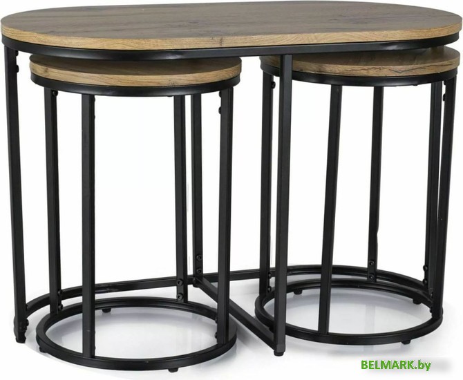 Журнальный столик Signal Twix (3 шт, дуб артизан/черный) - фото