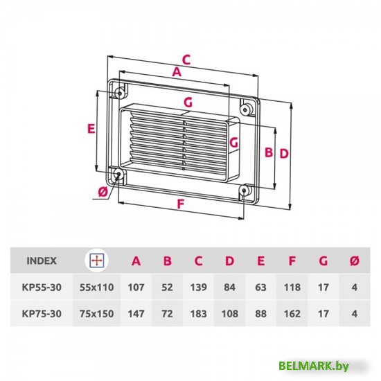 Вентиляционная решетка Awenta KP75-30GR 75x150 (графитовый) - фото2