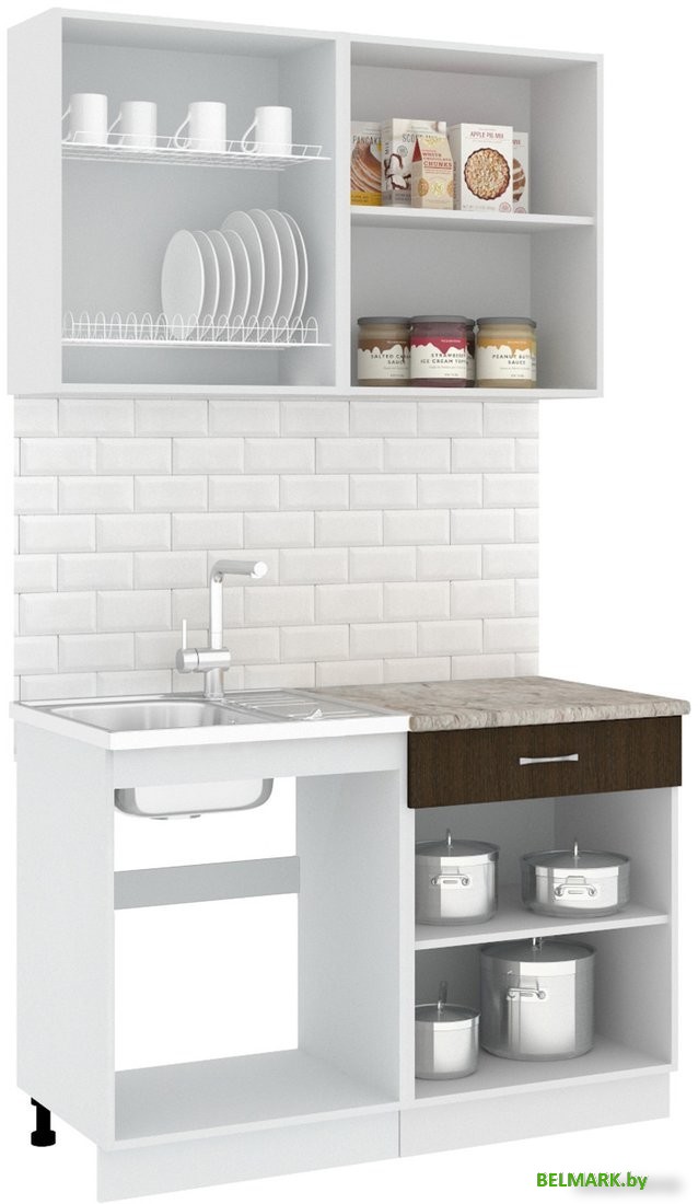 Готовая кухня Кортекс-мебель Корнелия Лира-лайт 1.2м (дуб сонома/венге/марсель) - фото2