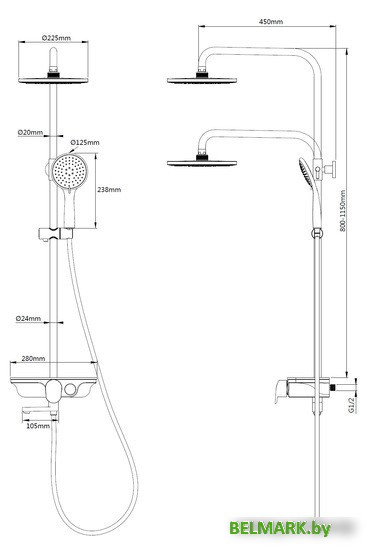 Душевая система WeltWasser WW DP 1020 WT - фото2