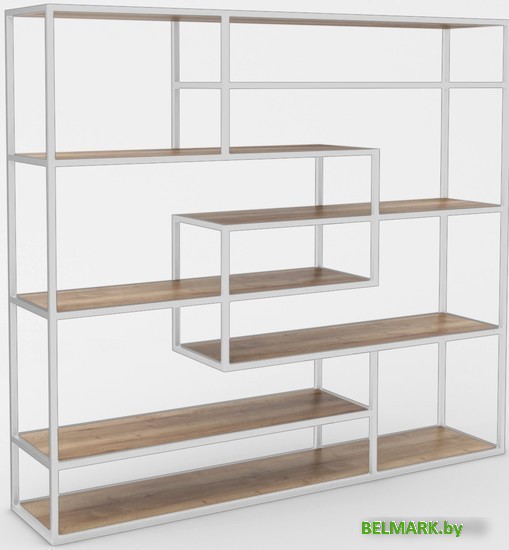 Стеллаж Hype Mebel Зиг-Заг 200x150 (белый/дуб галифакс натуральный) - фото