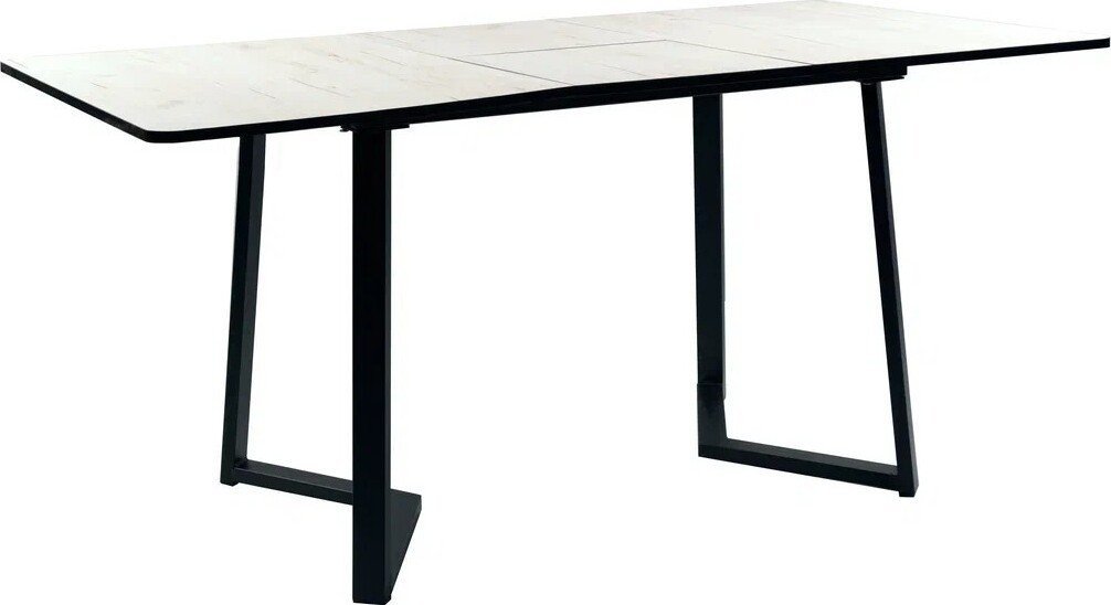 Кухонный стол ВВР Миллер (дуб крафт белый/черный №5, ЛДСП 120-160/80) - фото