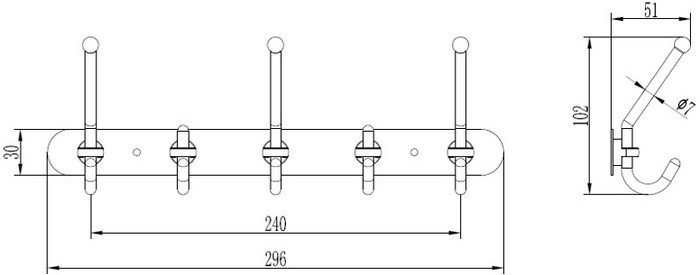 Крючок для ванны Ledeme L201-5 - фото2