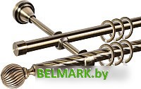 Карниз для штор АС ФОРОС Grace D16K/16Г составной + наконечники Орион (3.2м, антик) - фото