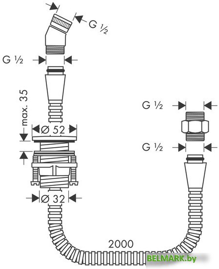 Держатель душевой лейки с подключением Hansgrohe Raindance 28307000 - фото2