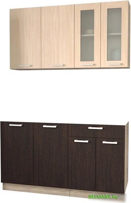 Готовая кухня Интерлиния Мила 14 без столешницы (дуб молочный/дуб венге) - фото