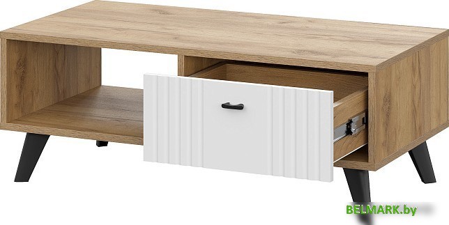 Журнальный столик SV-Мебель Милан 00-00108379 (дуб золотой/белый матовый) - фото2