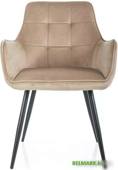 Стул с подлокотниками Signal Lemon Velvet 28 (бежевый/черный) - фото