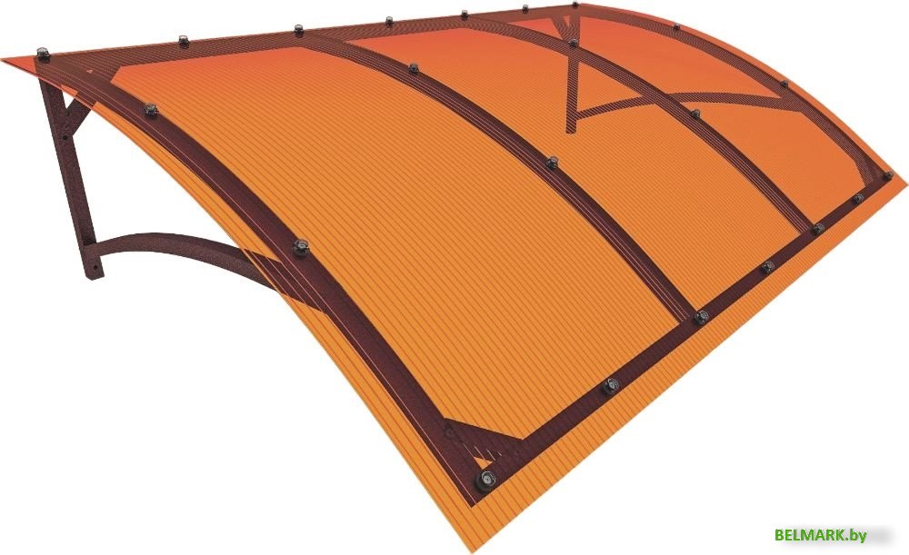 Козырек Импласт Скат Полимер 1700х950 Янтарь (с сотовым поликарбонатом 6мм) - фото