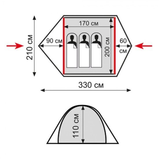 Треккинговая палатка TRAMP Ranger 3 V2 (зеленый) - фото2