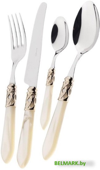 Набор столовых приборов Bugatti Aladdin ALDAM-S4250 (24 пр, хром/слоновая кость/золото) - фото