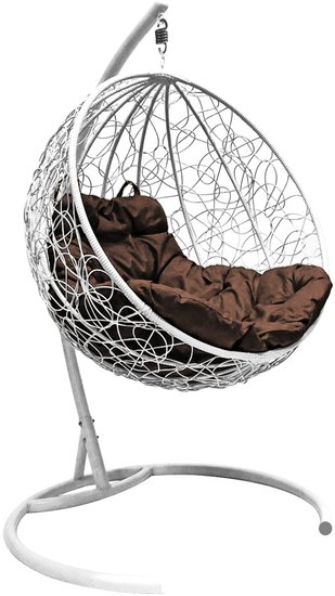 Подвесное кресло M-Group Круг 11050105 (белый ротанг/коричневая подушка) - фото