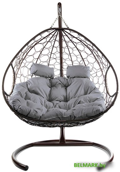 Подвесное кресло M-Group Для двоих 11450209 (коричневый ротанг/серая подушка) - фото2