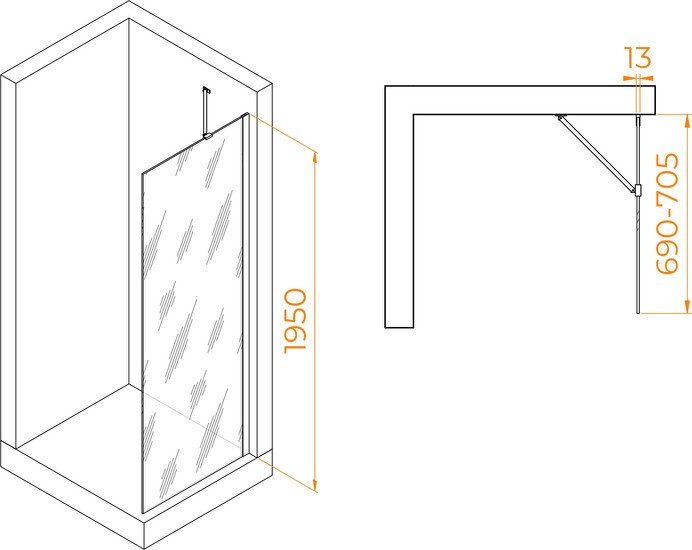 Душевая стенка RGW WA-110W 351011007-15 70 (белый/прозрачное стекло) - фото2