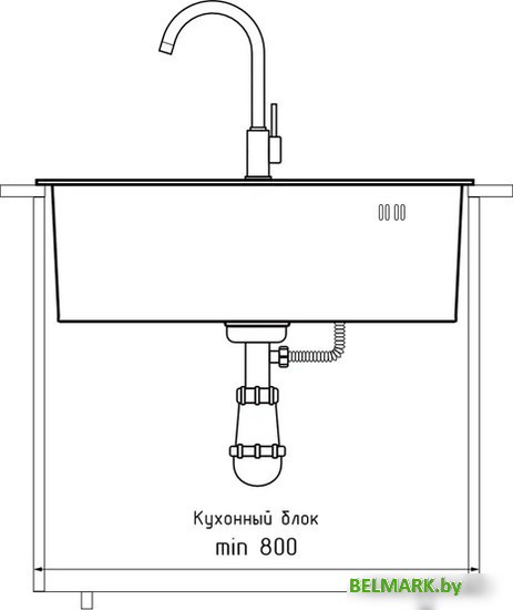 Кухонная мойка GranFest Metal нержавеющая сталь AISI 304 PVD GF-6045 Графит (с сифоном) - фото2