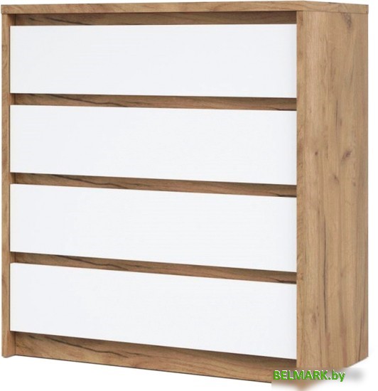 Комод Империал Мишель 4 ящика (дуб крафт золотой/белый жемчуг) - фото