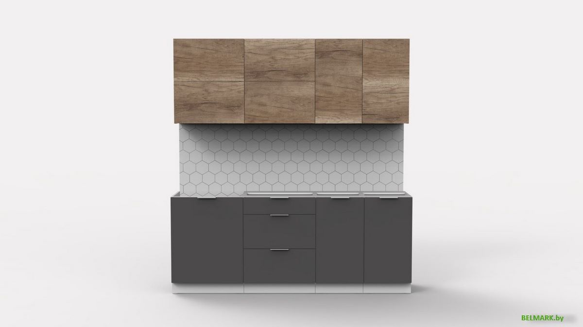 Готовая кухня Интермебель Микс Топ-35 2.0м без столешницы (дуб каньон/графит серый) - фото2