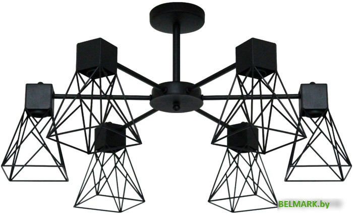 Люстра средней высоты Элетех Дельта 161 НПБ 01-6х60-118 Е27 (черный муар) - фото