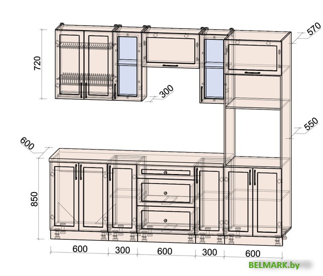 Готовая кухня Интерлиния Тренд 2.4В (океан/океан/дуб бунратти) - фото2