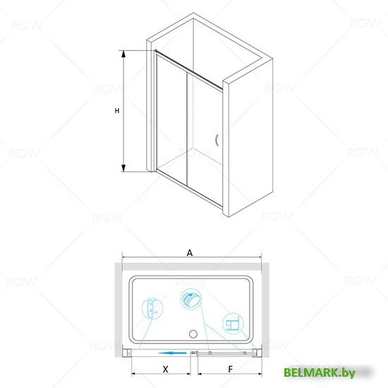 Душевая дверь RGW PA-016 350801612-21 120 (хром/матовое-сатинат стекло) - фото2