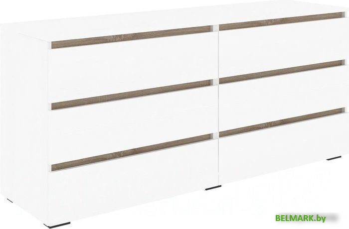 Комод Кортекс-мебель Бари 160 6ш (белый/белый/дуб сонома) - фото
